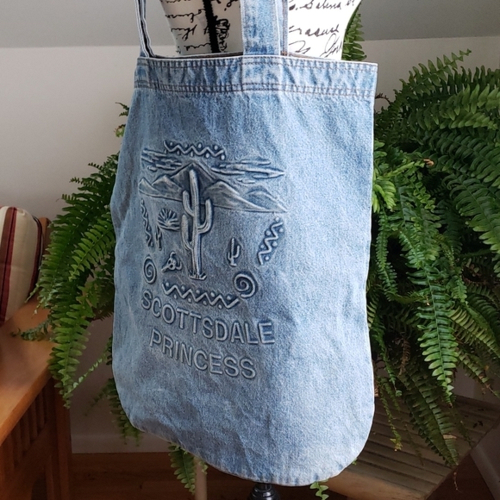 Vintage "Scottsdale Princess" Denim Tote Bag Made In Usa. View 2